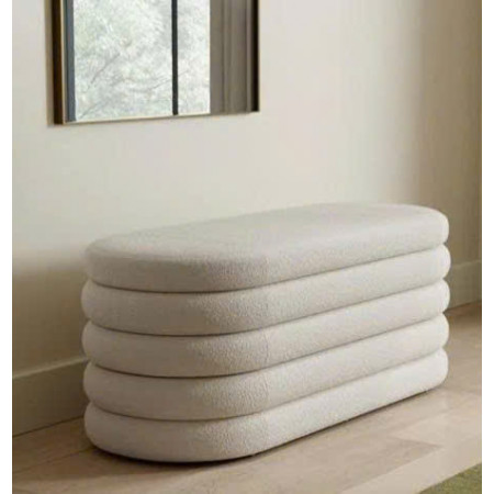 88010013 - Ivory : Ghế Ottoman , Bench Oval - Trắng Ngà